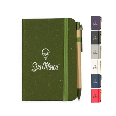 Caderneta Personalizada Ecológica com Caneta - opções de cores