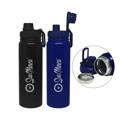 Garrafa Térmica Personalizada De Aço Inox Com Infusor, Tampa Com Alça  - 800ml