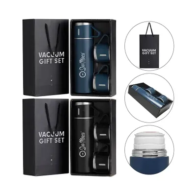 Kit Garrafa Térmica De Aço Inox Com 2 Tampas (2 opções de cores)