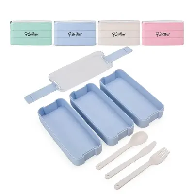 Marmita Eco de Palha com 3 Divisórias XV18856 - opções de cores