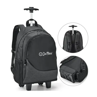 Mochila Trolley Para Notebook Personalizada Confeccionada Em 300D Com 2 Rodas Duplas 17 Litros