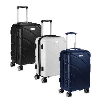 Mala De Bordo em Plástico ABS Com Fecho Por Cadeado, Forro De Poliéster E Quatro Rodas De 360 graus