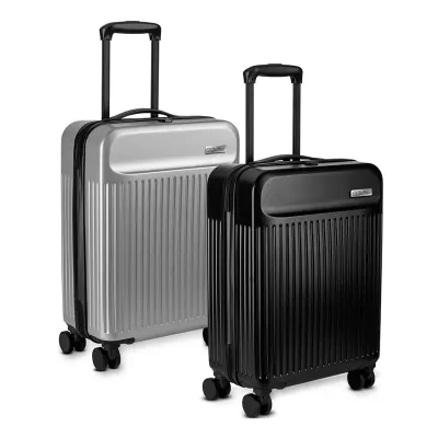 Mala De Bordo Em Plástico ABS Com Fecho Por Cadeado, Forro De Poliéster E Quatro Rodas