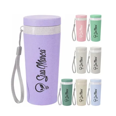 Copo Personalizado Fibra de Bambu 350ml - opções de cores