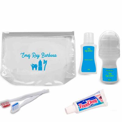 Kit higiene personalizado com desodorante, pasta e escova de dente