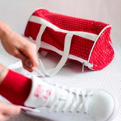 Bolsa esportiva de academia feita de plástico bolha vermelha personalizável
