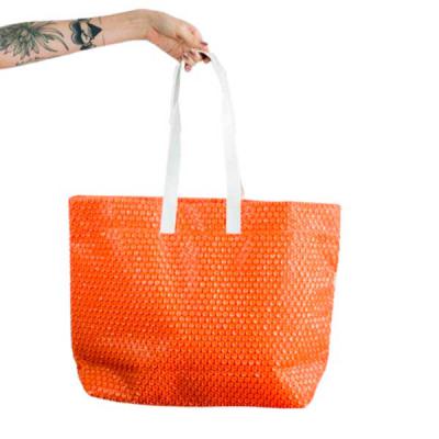 Bolsa de praia de plástico bolha laranja com alça branca