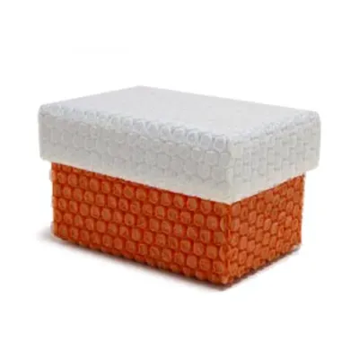 Caixa de papelão com tampa, forrada de plástico bolha