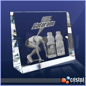 Bloco / Placa Personalizado em Cristal 100% transparente, com gravação a laser 2D ou 3D no interior da peça.