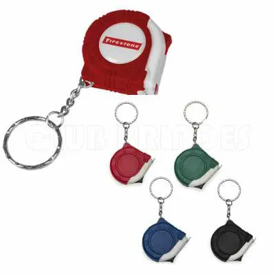 Chaveiro Trena de 1 Metro, material emborrachado. Gravação da logomarca com etiqueta resinada já ...