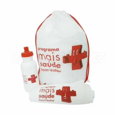Kit fitness com mochila saco, toalha e squeeze