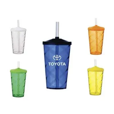 Copo com canudo de acrílico 550ml