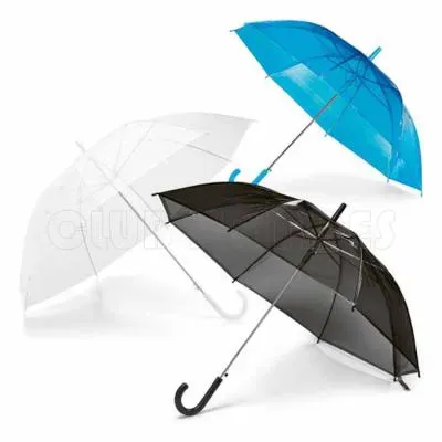 Guarda Chuva Transparente, com abertura automática. Gravação da logomarca em 1 cor aplicada em 2 ...