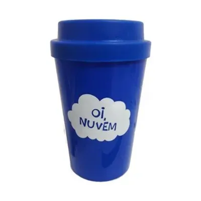 Copo azul com tampa emborrachada