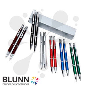 Conjunto de caneta e lapiseira em várias cores