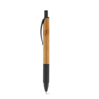 Caneta Esferográfica em bambu detalhe preto