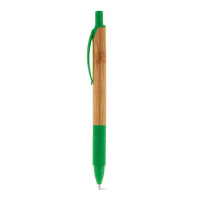 Caneta Esferográfica em bambu com detalhe verde