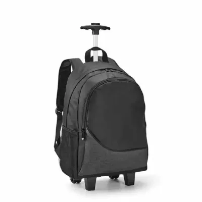 Mochila trolley para notebook. 300D. Com 2 rodas duplas. Compartimento principal forrado e almofa...