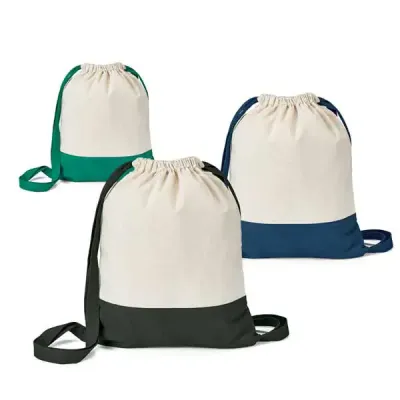 Sacola tipo mochila. 100% algodão canvas: 180 g/m². 350 x 430 mm