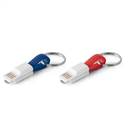 Cabo USB com conector 2 em 1 com argola chaveiro 