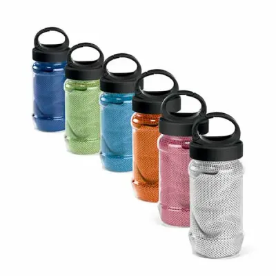 Toalha para esporte e99967 Toalha para esporte. Toalha: poliamida e poliéster. Garrafa: PP e PET....