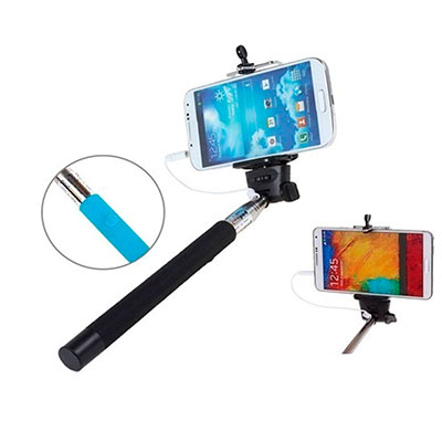 Bastão extensível para selfie, cores: Preto, azul, verde, roxo e vermelho. consultar disponibilidade, acionamento de foto via cabo P2.