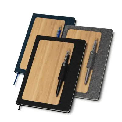 Caderneta capa dura em RPET e Bambu