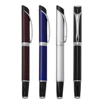  Caneta metálica triangular com tampa,