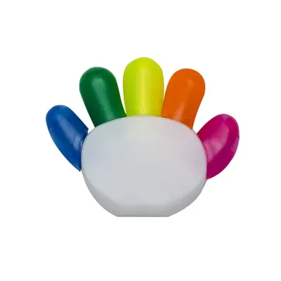  Marca texto branco plástico em formato de mão.