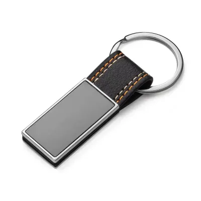 Chaveiro de metal em níquel brilhante + PU