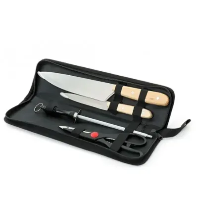 Kit churrasco 4 peças em estojo de nylon com alça