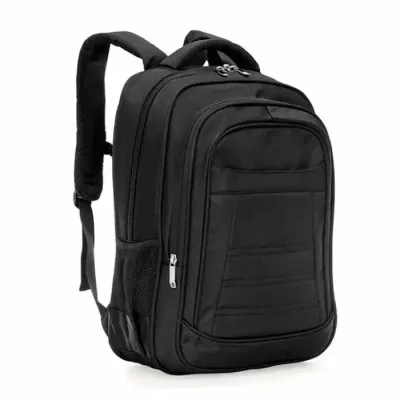 Mochila preta confeccionada em poliéster de alta qualidade