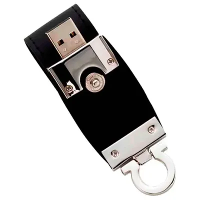 Pen drive couro ECO preto com 4GB e USB 2.0.