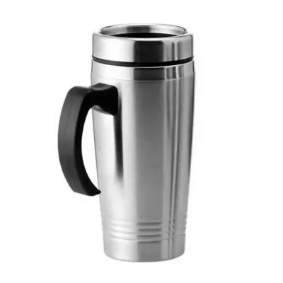Caneca térmica em inox 450ml com tampa e cabo preto