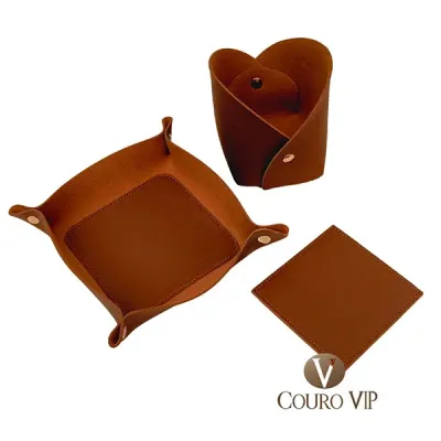 Kit de escritório marrom com 3 itens