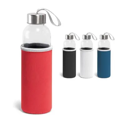 Squeeze de vidro e aço inox 520 ml - opções de cores