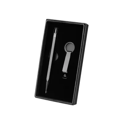 Conjunto caneta e chaveiro alumínio reciclado - 1