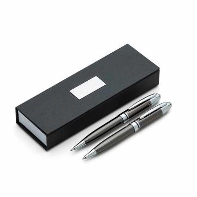 Arena Brindes Personalizados - Conjunto caneta e lapiseira em metal com clip metálico