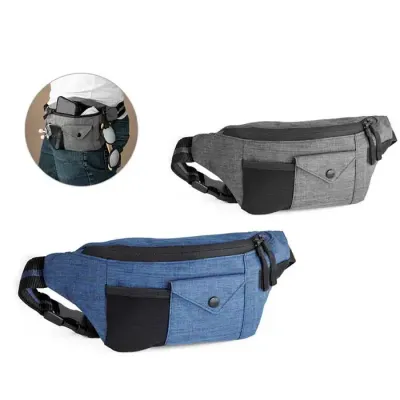 Bolsa de cintura em 300D - cinza e azul