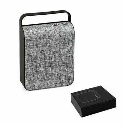 Caixa de som com microfone, acabamento emborrachado