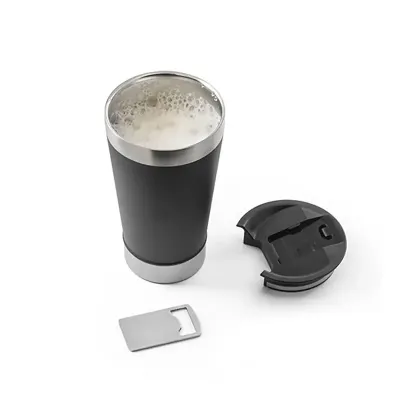 Copo de viagem térmico em aço inox preto