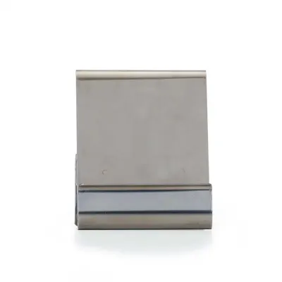 Porta-celular brilhante em inox com suporte traseiro e chapa encurvada