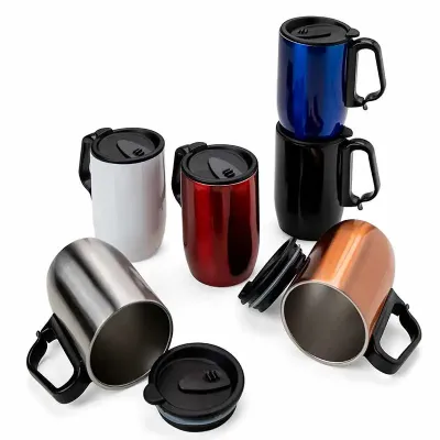 Caneca Inox Parede Dupla 400 ml - várias cores