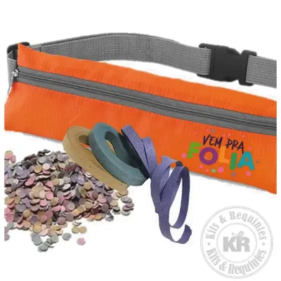 Pochete personalizada, acompanha 2 serpentinas.