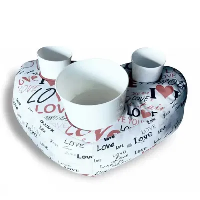 Kit Almofadas de Pipocas Modelo Coração com enchimento fibra siliconada 