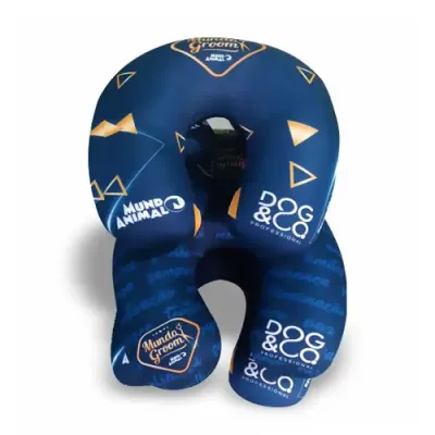 Almofada de pescoço com enchimento em fibra siliconada