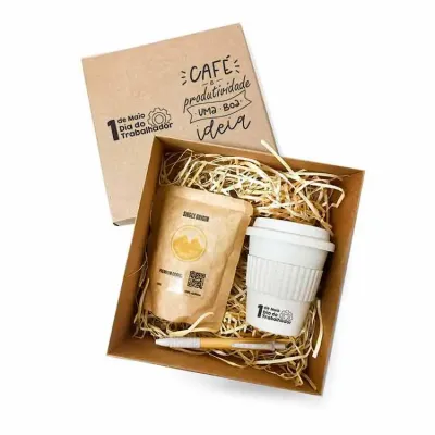 Kit Café 100% Arábica com Copo 380ml e Caneta de Fibra   