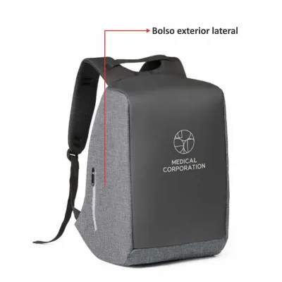 Mochila para Notebook com Zíper e Bolsos Ocultos Anti Furto Personalizada