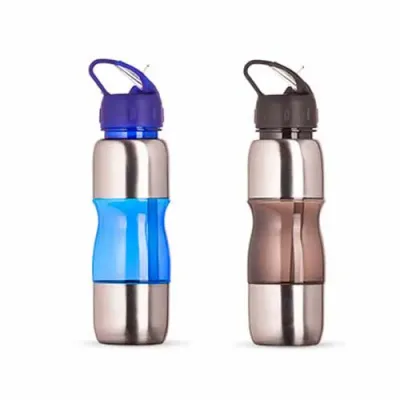 Squeeze de Alumínio 600ml com Alça Plástica e Bico de Canudo Personalizado