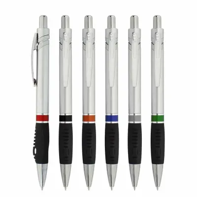 Caneta Esferográfica Plástica Prata Personalizada